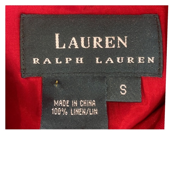 Lauren Ralph Lauren Long Sleeve Button Front Collared Red Linen Tunic Top Size S - Picture 5 of 5